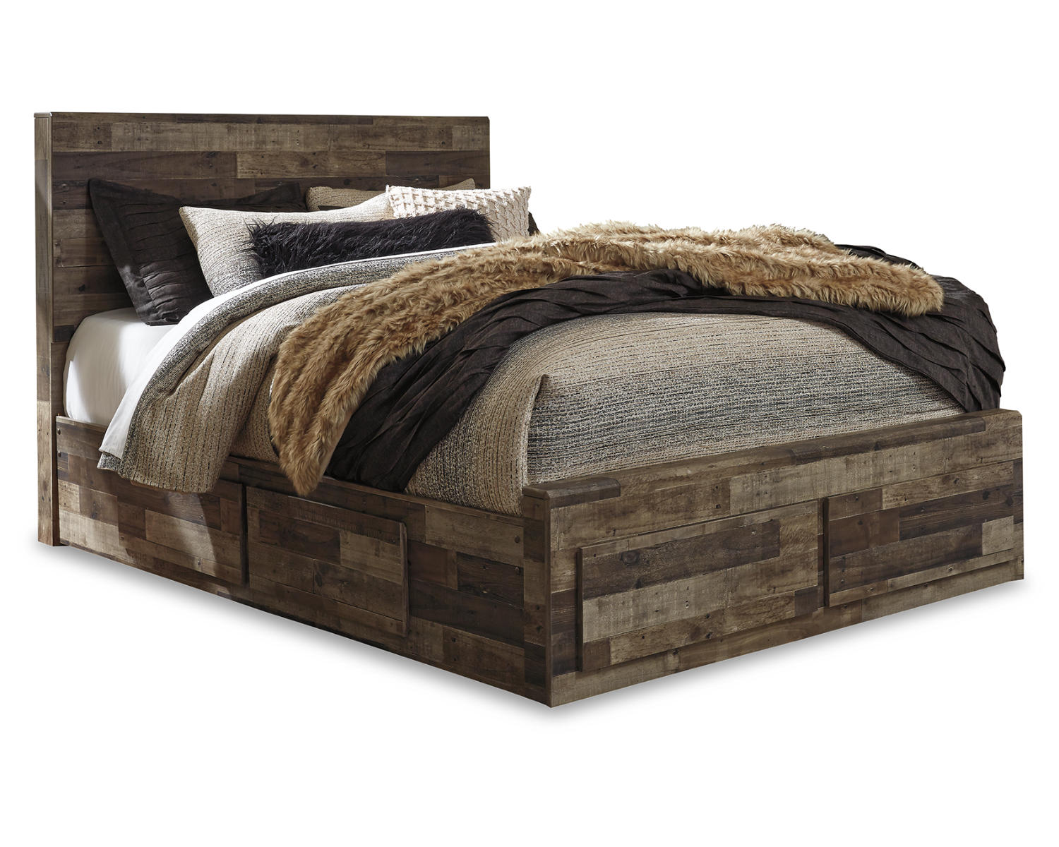 Derekson Queen Panel Storage Bed, Dresser, Mirror and 2 Nightstands