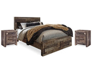 Derekson Queen Panel Storage Bed and 2 Nightstands