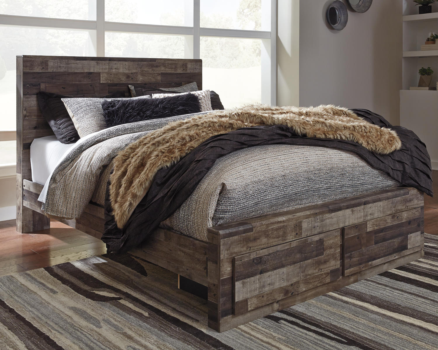 Derekson Queen Panel Storage Bed and 2 Nightstands