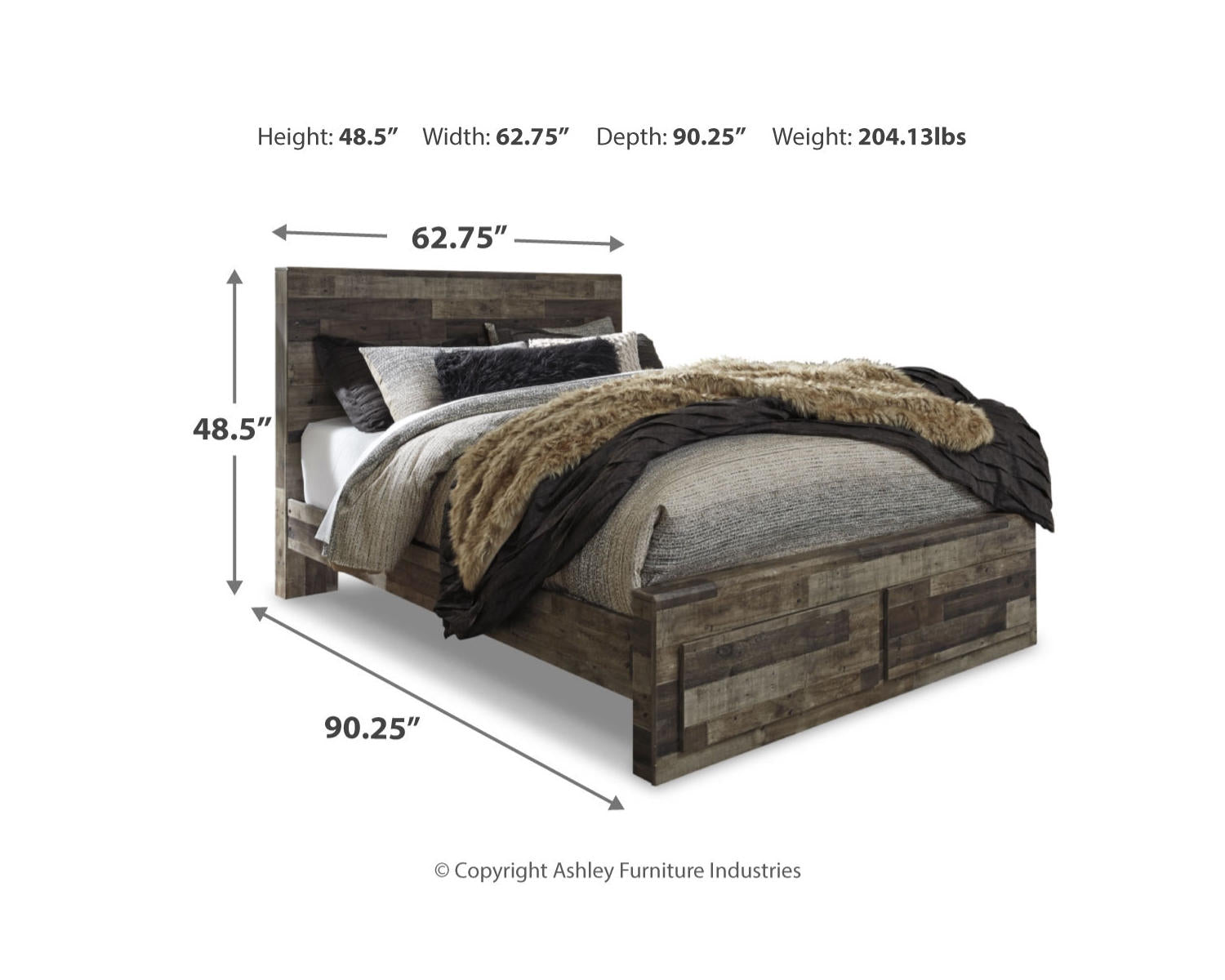 Derekson Queen Panel Storage Bed and 2 Nightstands