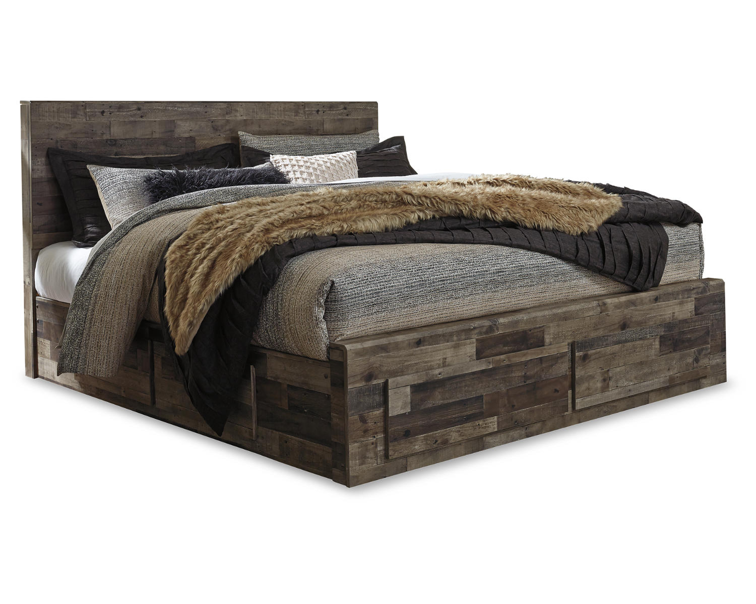 Derekson King Panel Bed with 4 Storage Drawers