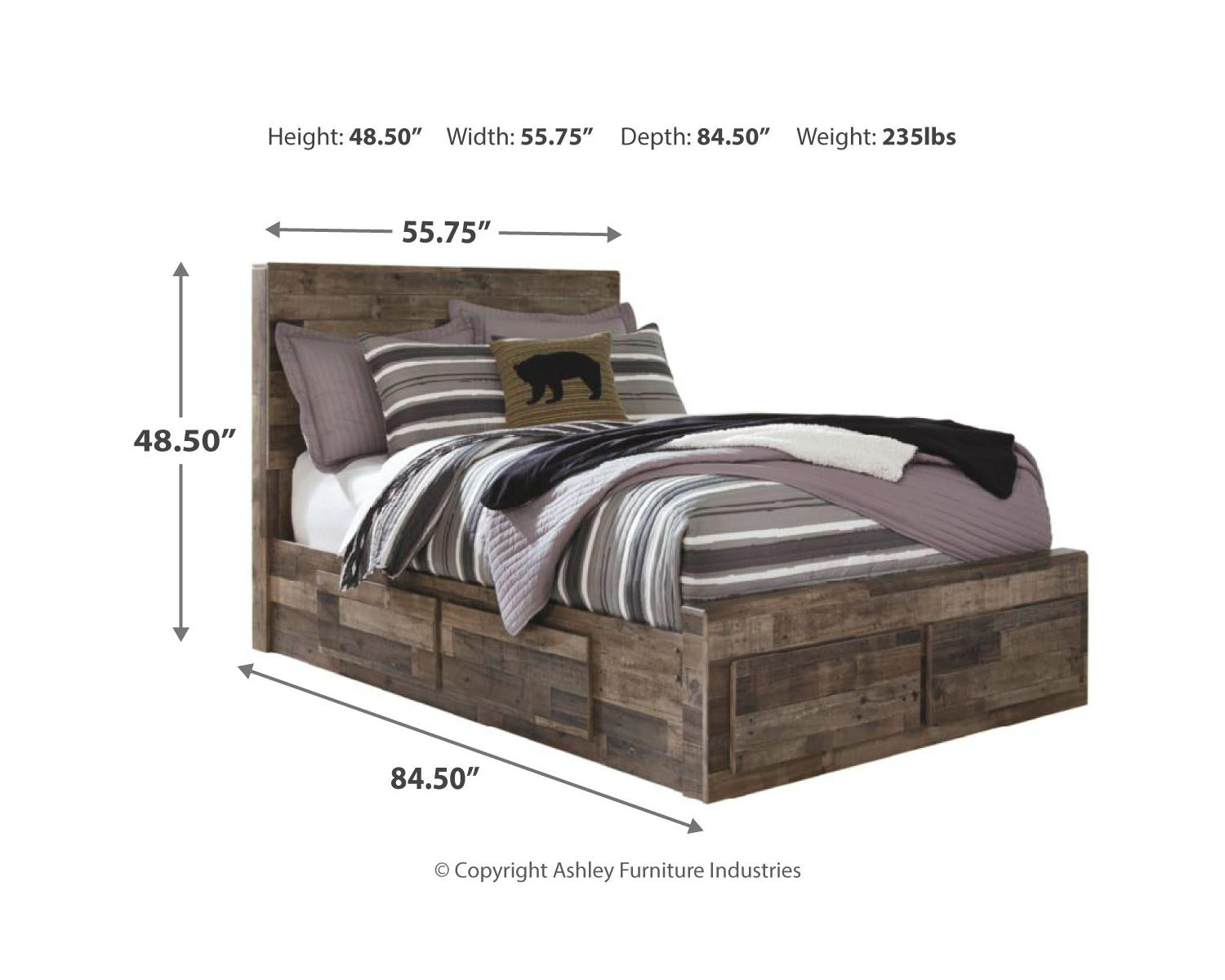 Derekson Full Panel Bed with 6 Storage Drawers