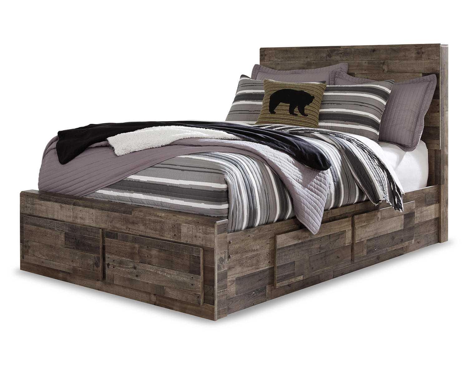 Derekson Full Panel Storage Bed, Dresser, Mirror and 2 Nightstands