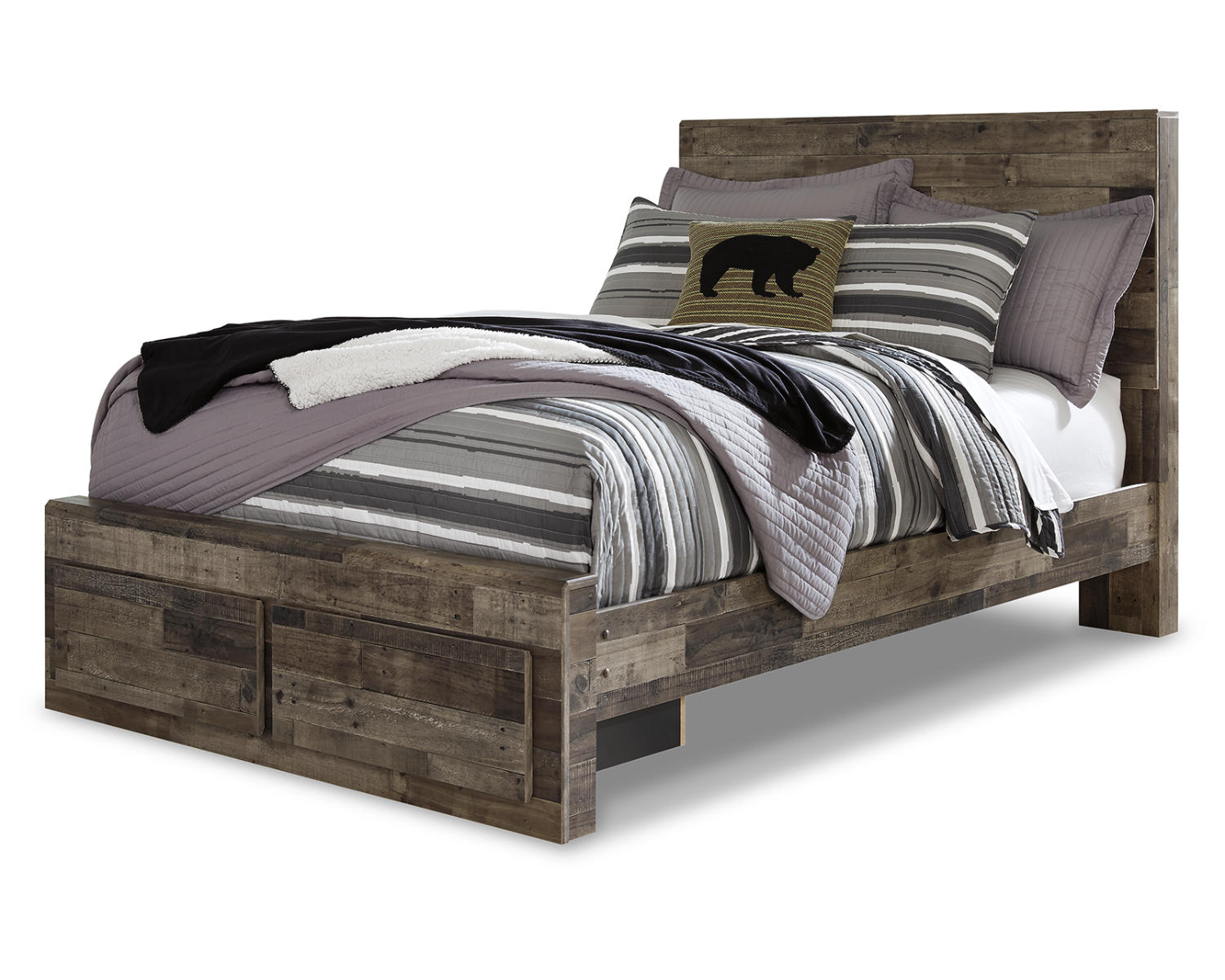 Derekson Full Panel Bed with 2 Storage Drawers