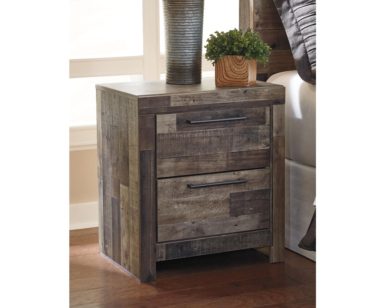 Derekson Queen Panel Storage Bed and 2 Nightstands