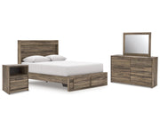 Elbrim Queen Panel Storage Bed, Dresser, Mirror and Nightstand