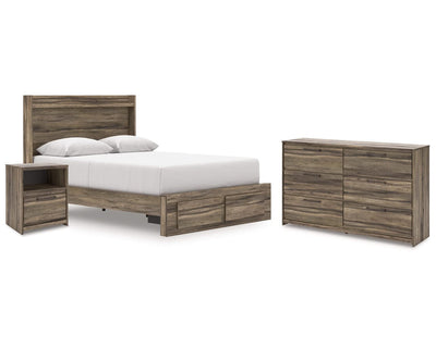 Cama Queen con almacenamiento, cómoda y mesita de noche Elbrim