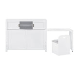 Sloane Collection Full Bookcase Platform Bed with Hidden Desk, Stool and Storage Bench