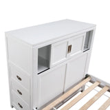Sloane Collection Full Bookcase Platform Bed with Hidden Desk, Stool and Storage Bench