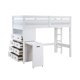 Sloane Collection Twin/Full Loft Bunk Bed with Chest and Hidden Desk