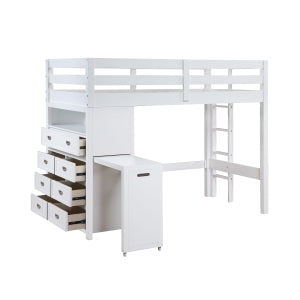 Sloane Collection Twin/Full Loft Bunk Bed with Chest and Hidden Desk