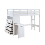 Sloane Collection Twin/Full Loft Bunk Bed with Chest and Hidden Desk