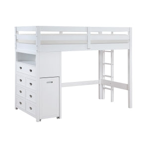 Sloane Collection Twin/Full Loft Bunk Bed with Chest and Hidden Desk