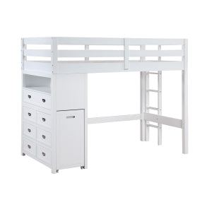 Sloane Collection Twin/Full Loft Bunk Bed with Chest and Hidden Desk
