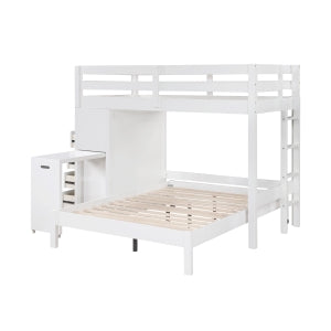 Sloane Collection Twin/Full Loft Bunk Bed with Chest and Hidden Desk