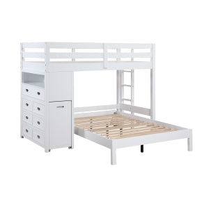 Sloane Collection Twin/Full Loft Bunk Bed with Chest and Hidden Desk