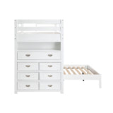 Sloane Collection Twin/Full Loft Bunk Bed with Chest and Hidden Desk