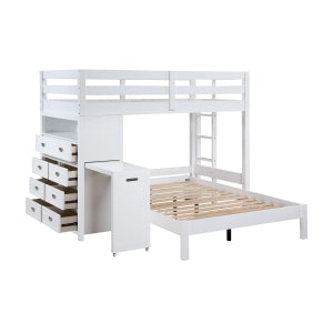 Sloane Collection Twin/Full Loft Bunk Bed with Chest and Hidden Desk