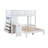 Sloane Collection Twin/Full Loft Bunk Bed with Chest and Hidden Desk