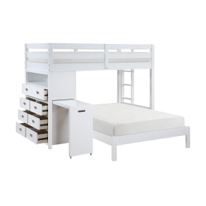 Sloane Collection Twin/Full Loft Bunk Bed with Chest and Hidden Desk