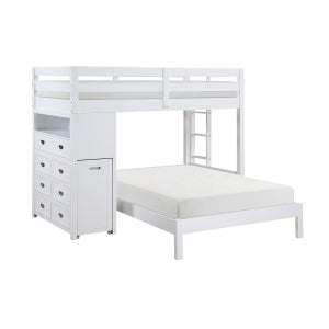 Sloane Collection Twin/Full Loft Bunk Bed with Chest and Hidden Desk