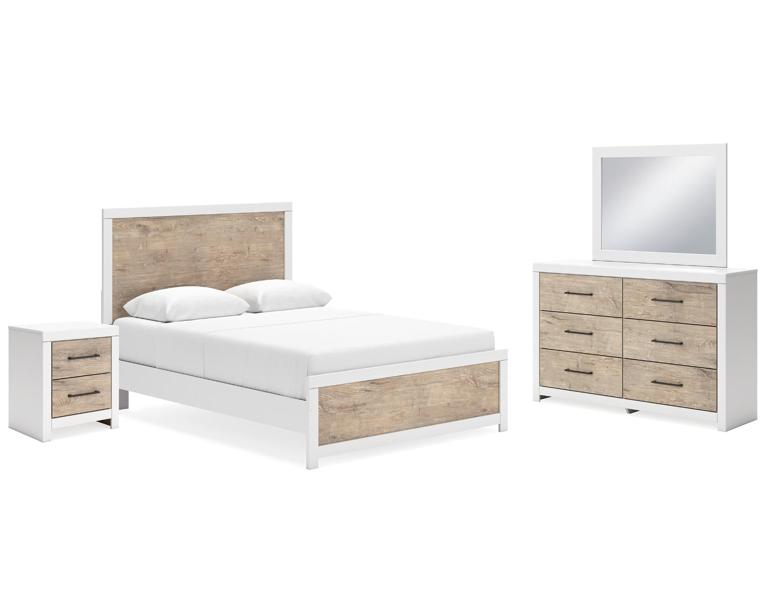 Charbitt Queen Panel Bed, Dresser, Mirror and Nightstand
