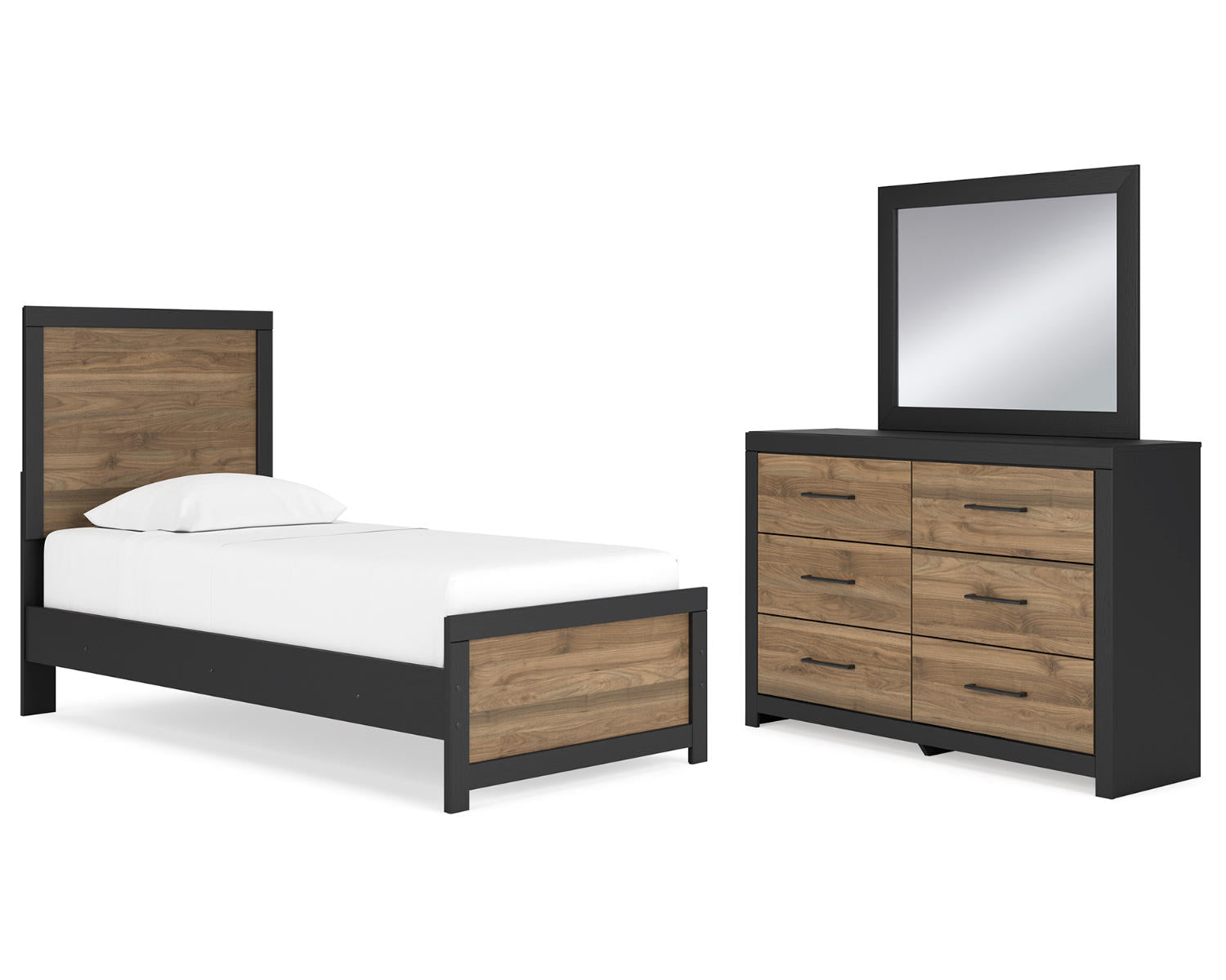 Vertani Twin Panel Bed, Dresser and Mirror