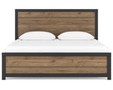Cama King con paneles, cómoda y espejo Vertani