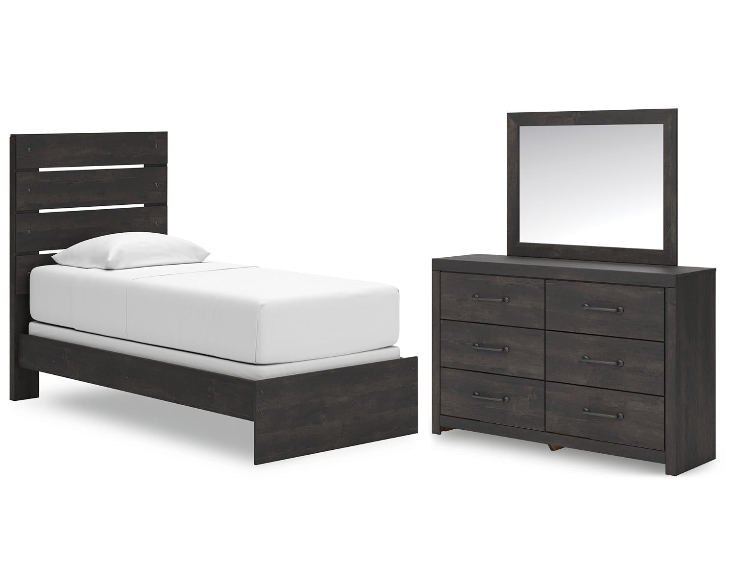 Hollivern Twin Panel Bed, Dresser and Mirror