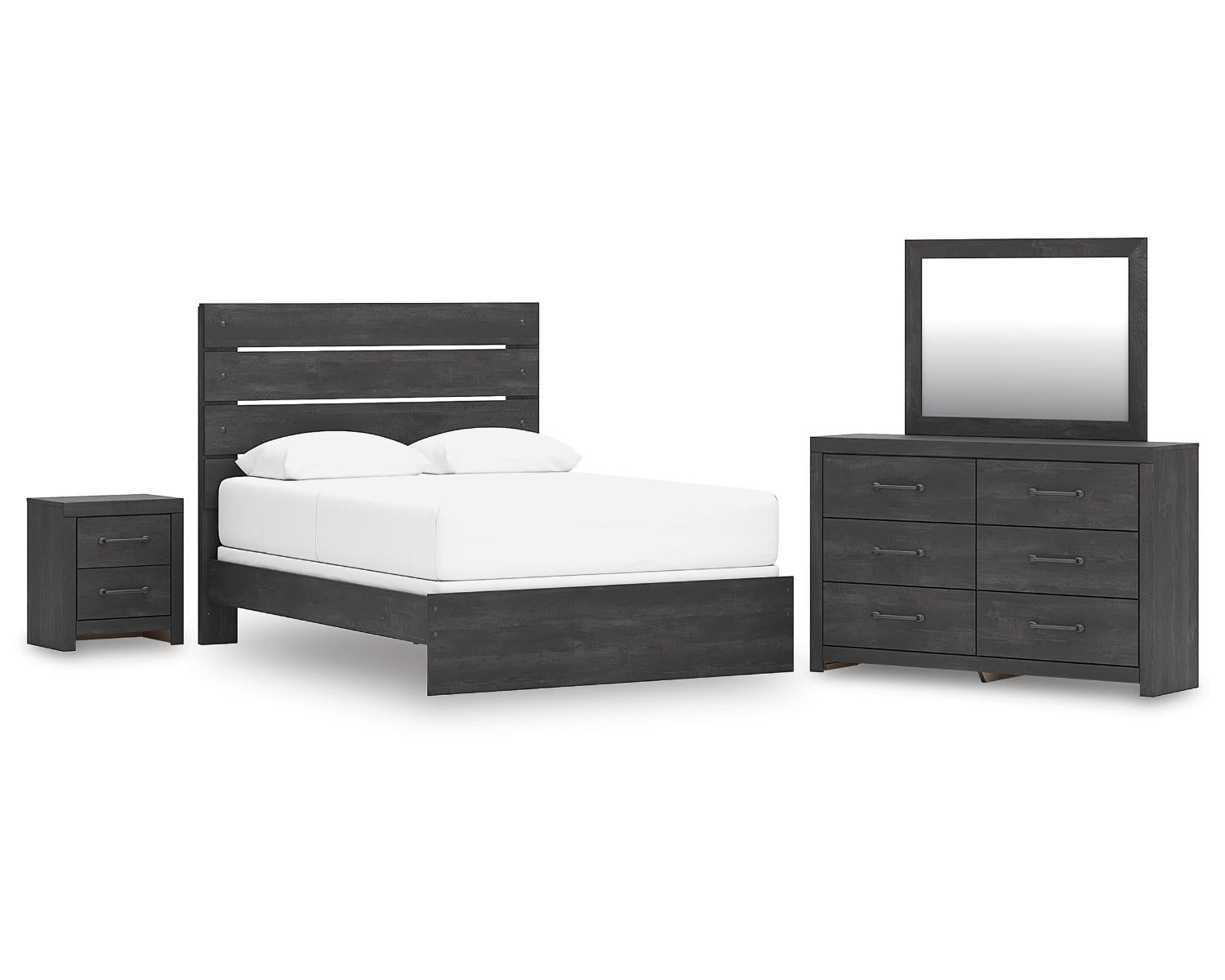 Hollivern Queen Panel Bed, Dresser, Mirror and Nightstand