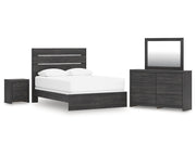 Hollivern Queen Panel Bed, Dresser, Mirror and Nightstand
