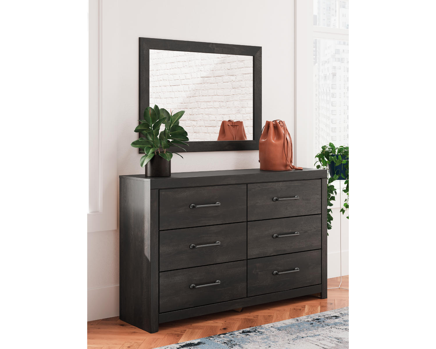 Hollivern Queen Panel Bed, Dresser, Mirror and Nightstand