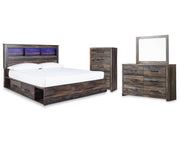 Drystan King Storage Bed, Dresser, Mirror and Chest