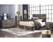 Drystan King Panel Bed with Storage, Dresser, Mirror, Chest and 2 Nightstands