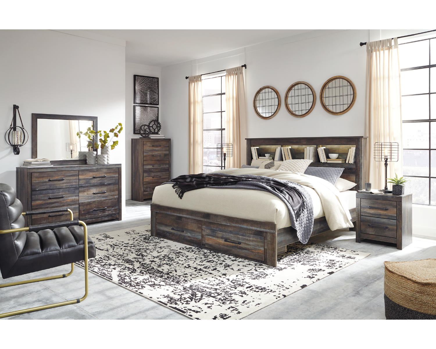 Drystan King Bookcase Bed with 2 Storage Drawers