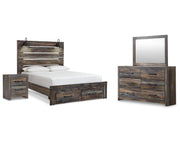 Drystan Queen Panel Storage Bed, Dresser, Mirror and Nightstand