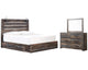 Cama King con almacenaje, tocador y espejo Drystan