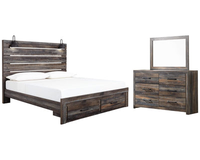 Cama con almacenamiento, tocador y espejo Drystan King Panel