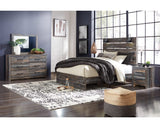Cama Queen Drystan con paneles, tocador, espejo y mesita de noche