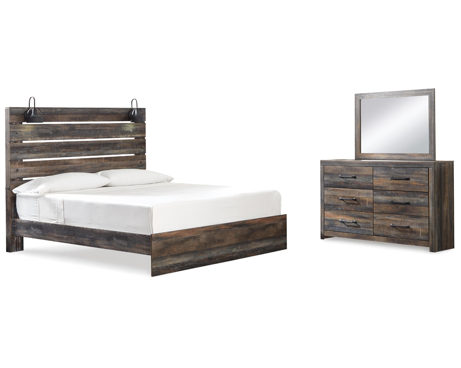 Drystan King Panel Bed, Dresser and Mirror