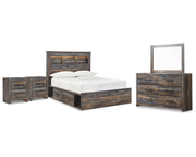 Drystan Full Bookcase Storage Bed, Dresser, Mirror and 2 Nightstands