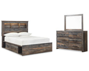 Drystan Full Panel Bookcase Bed, with Storage, Dresser and Mirror