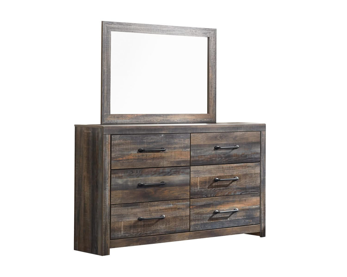 Drystan King Panel Bed with Storage, Dresser, Mirror and Nightstand