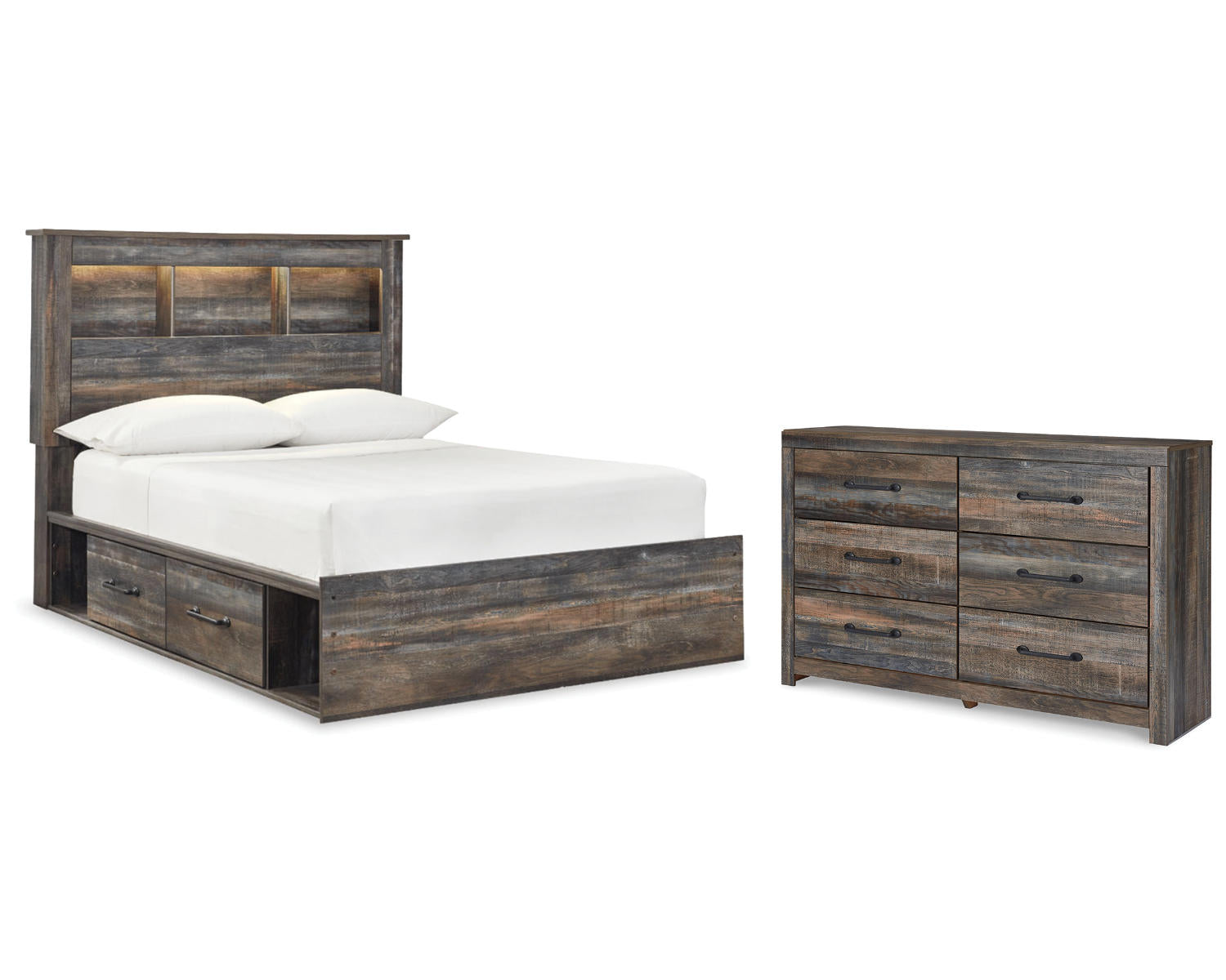 Drystan Full Bookcase Storage Bed and Dresser