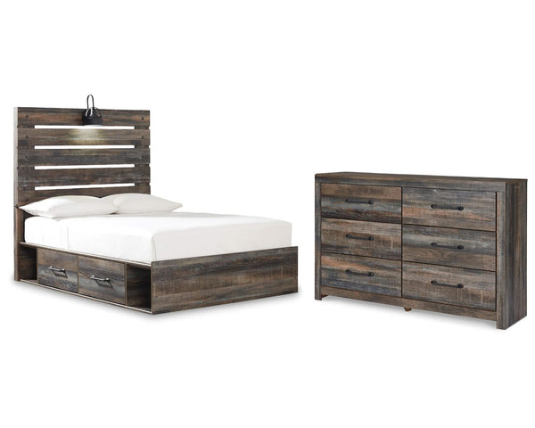 Cama y cómoda con almacenamiento de paneles completos Drystan