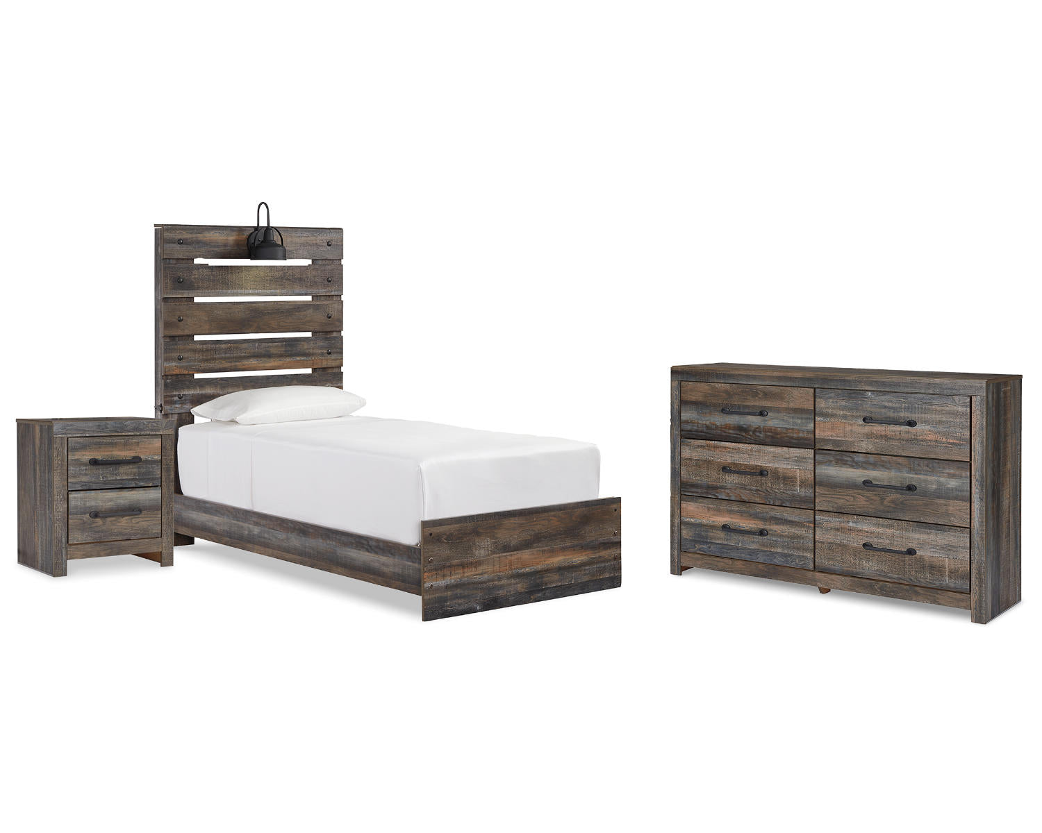 Drystan Twin Panel Bed, Dresser and Nightstand