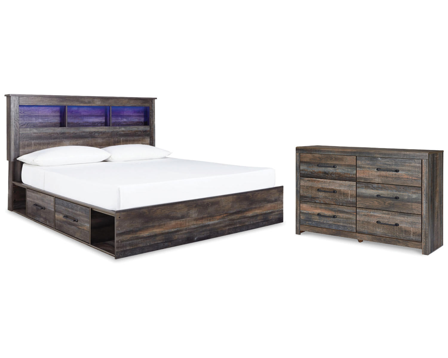 Drystan King Bookcase Storage Bed and Dresser