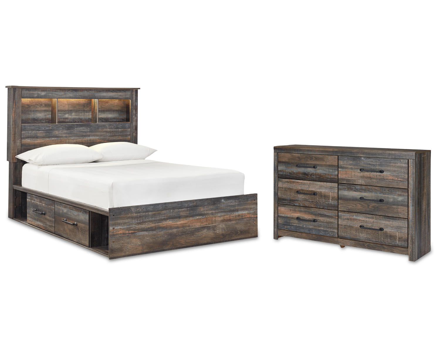 Drystan Full Bookcase Storage Bed and Dresser