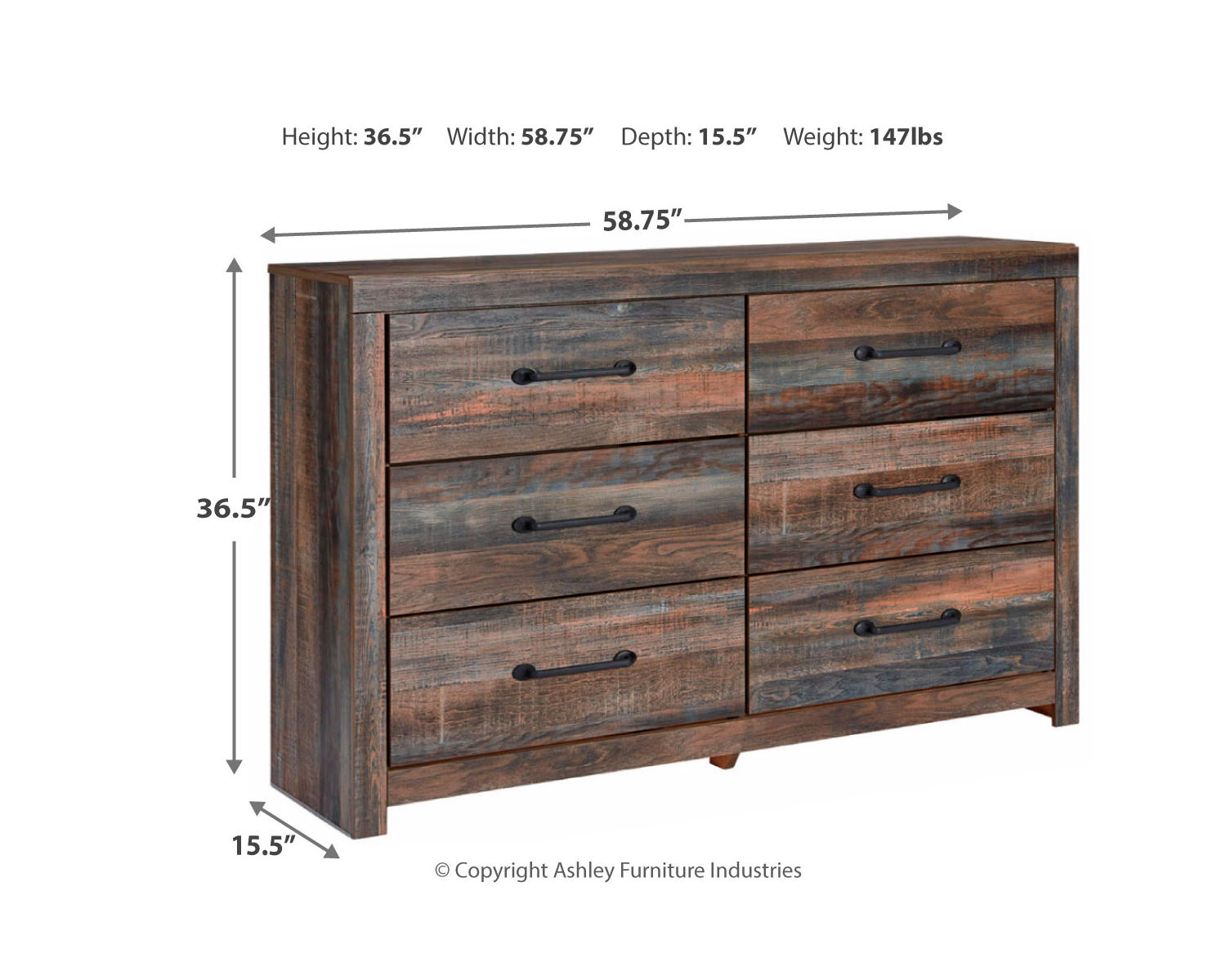 Drystan Queen Bookcase Bed, Dresser and 2 Nightstands