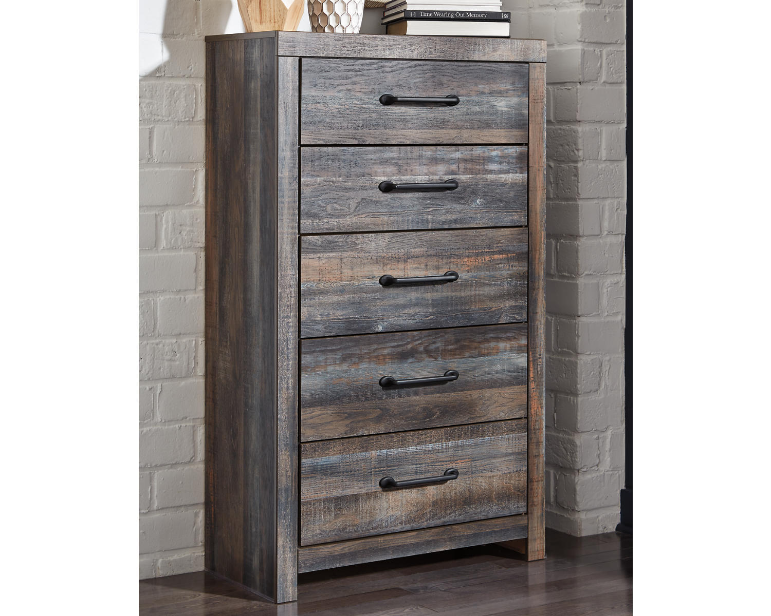 Drystan Queen Bookcase Storage Bed, Chest and 2 Nightstands